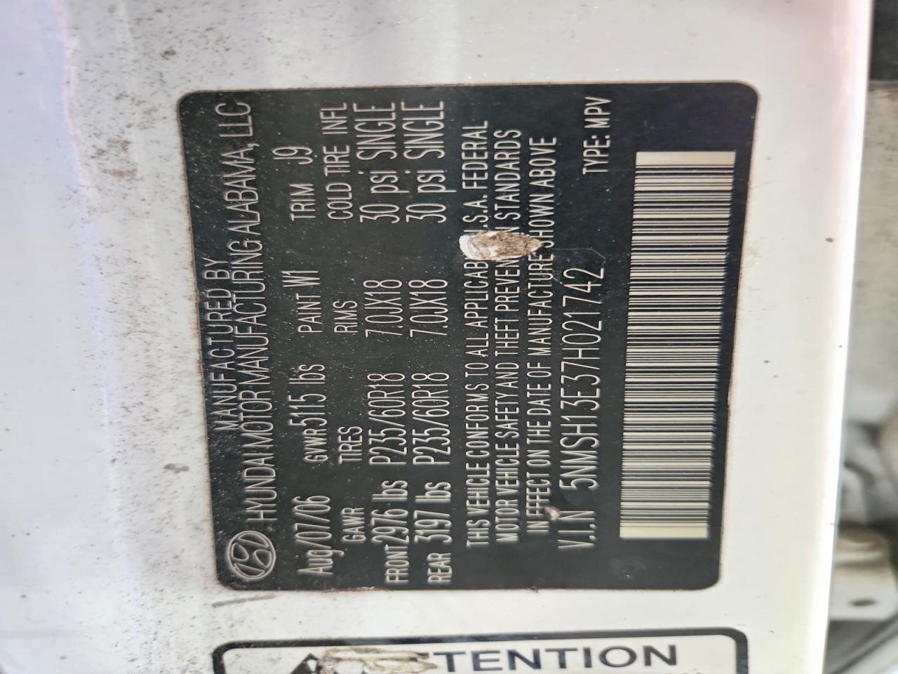 2007 HYUNDAI SANTA FE