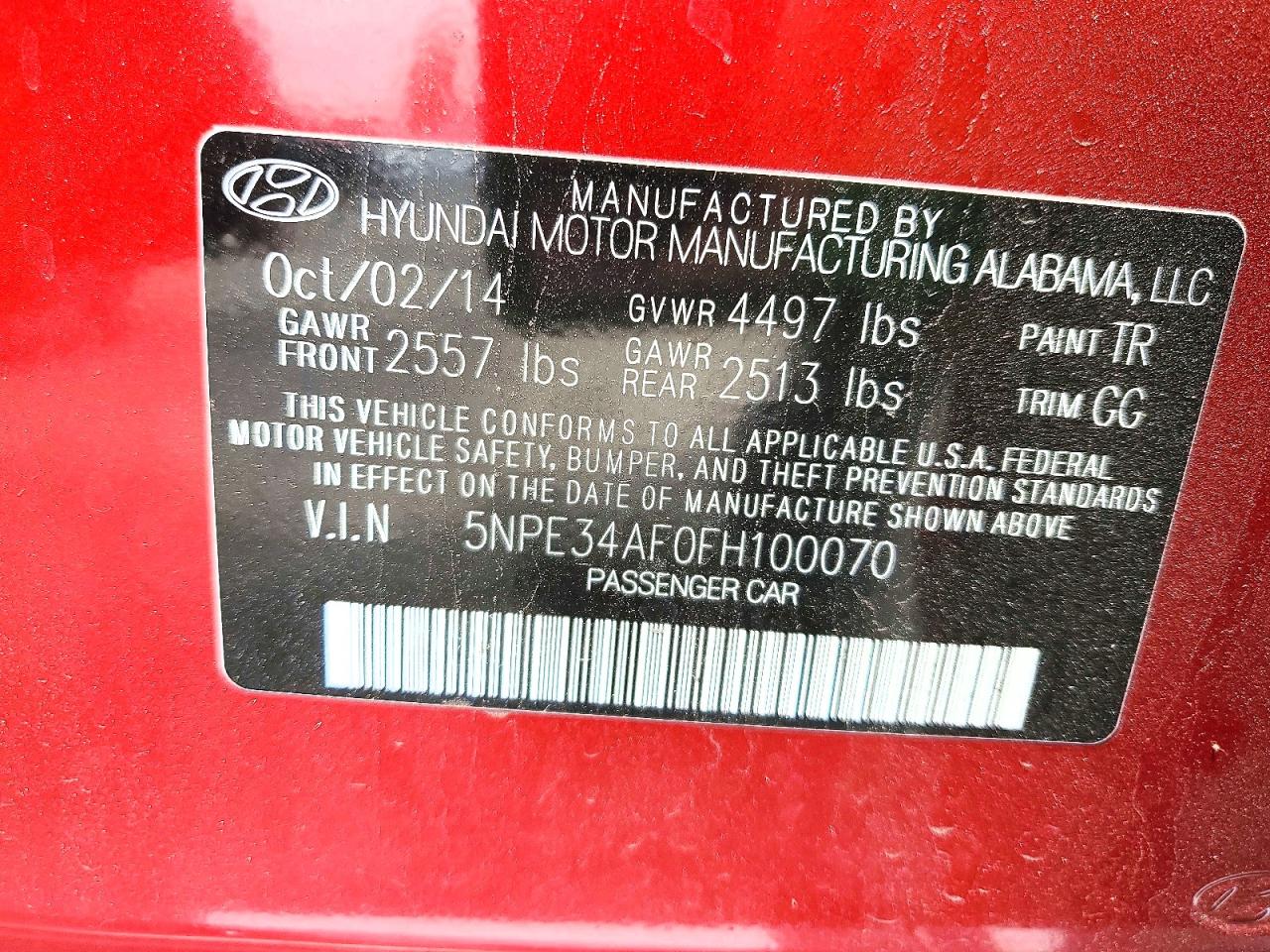2015 HYUNDAI SONATA