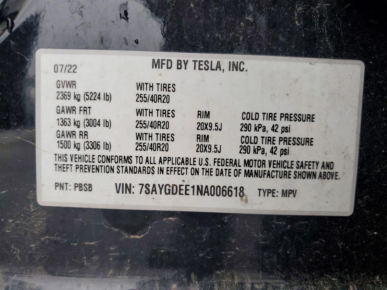 2022 TESLA MODEL Y