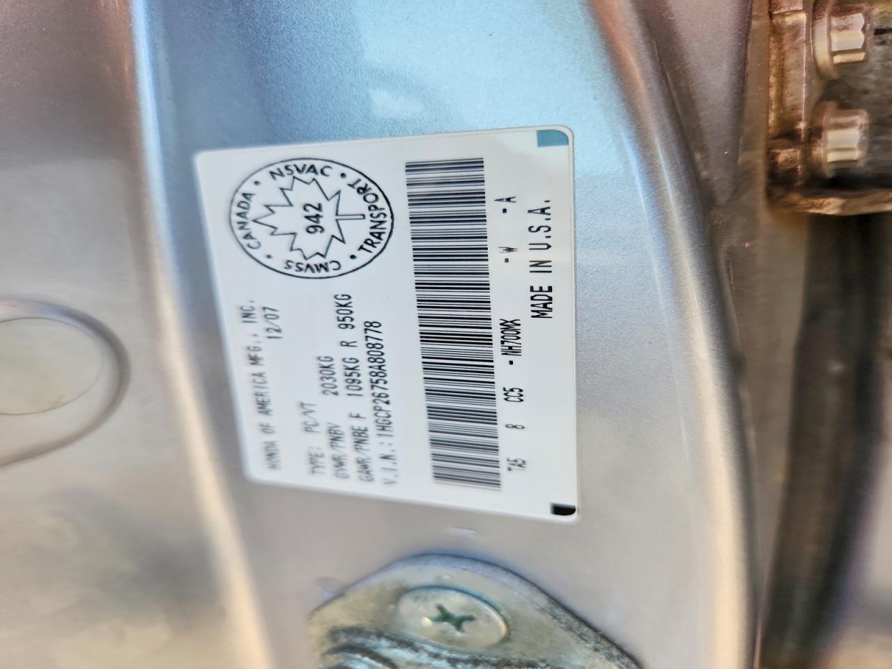 2008 HONDA ACCORD