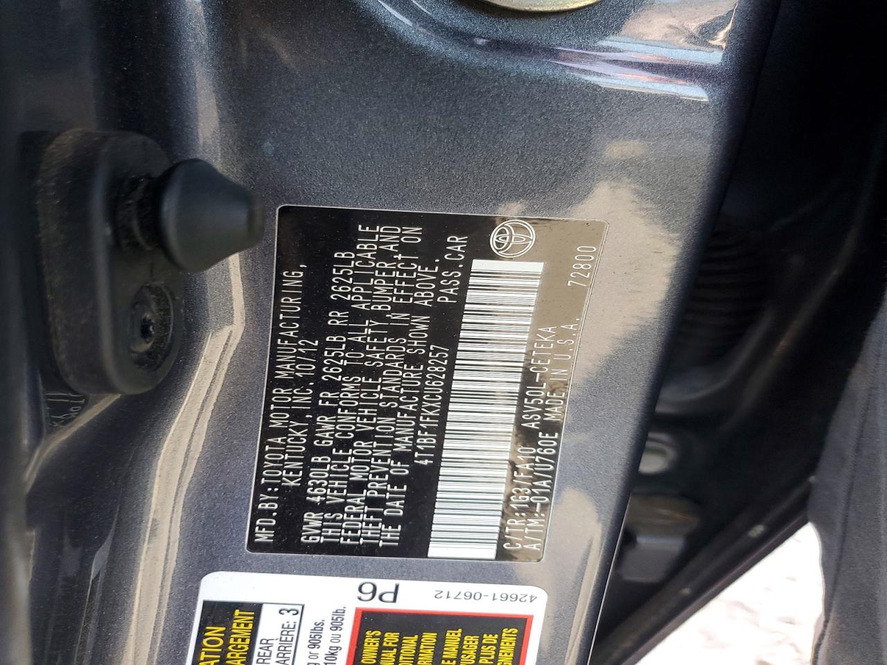 2012 TOYOTA CAMRY