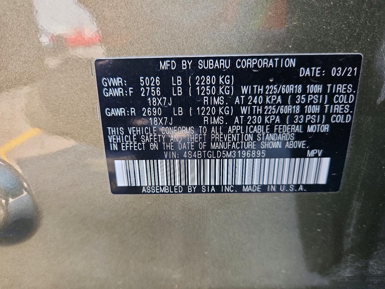 2021 SUBARU OUTBACK