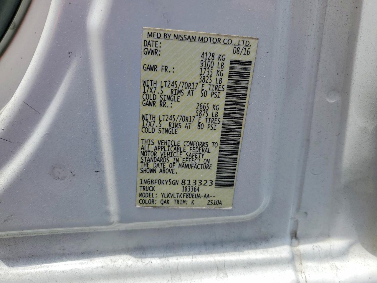2016 NISSAN NV