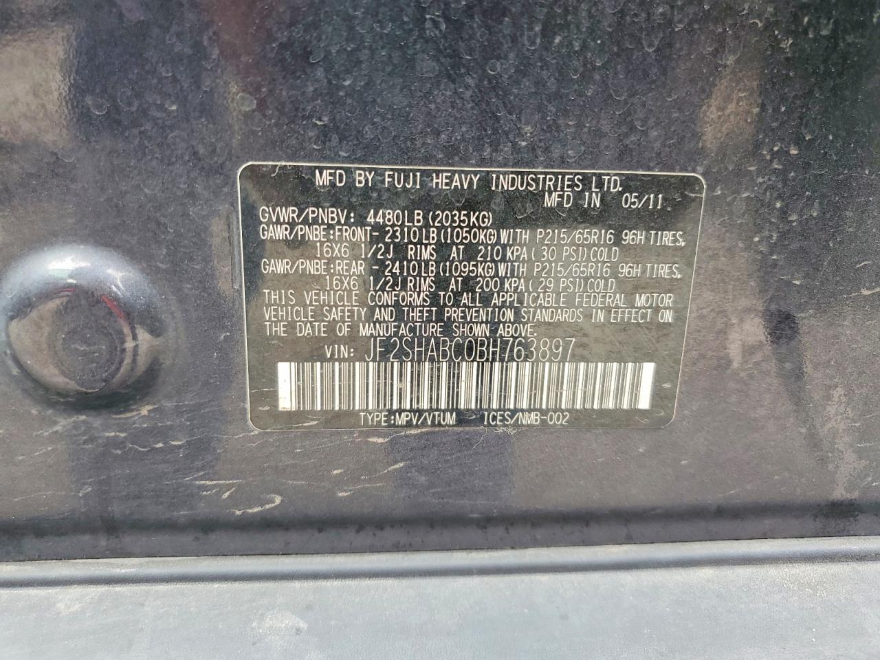2011 SUBARU FORESTER