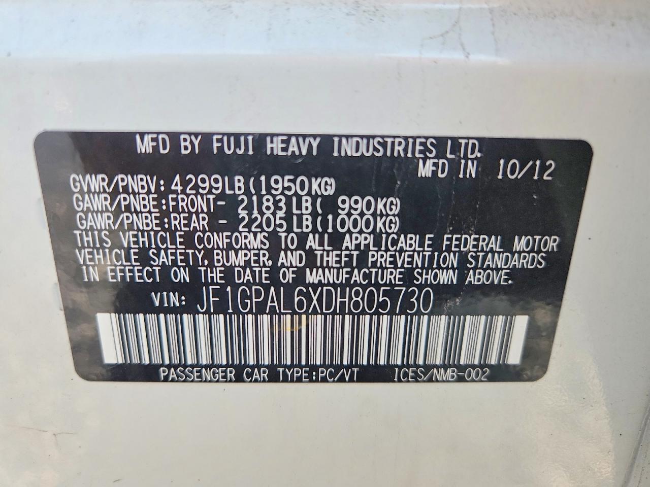 2013 SUBARU IMPREZA
