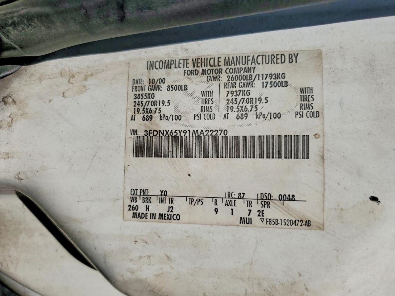 2001 FORD F650