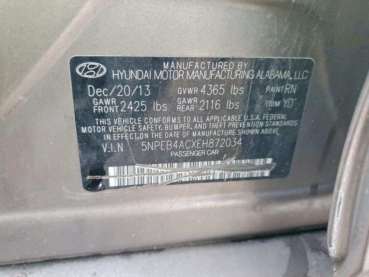 2014 HYUNDAI SONATA