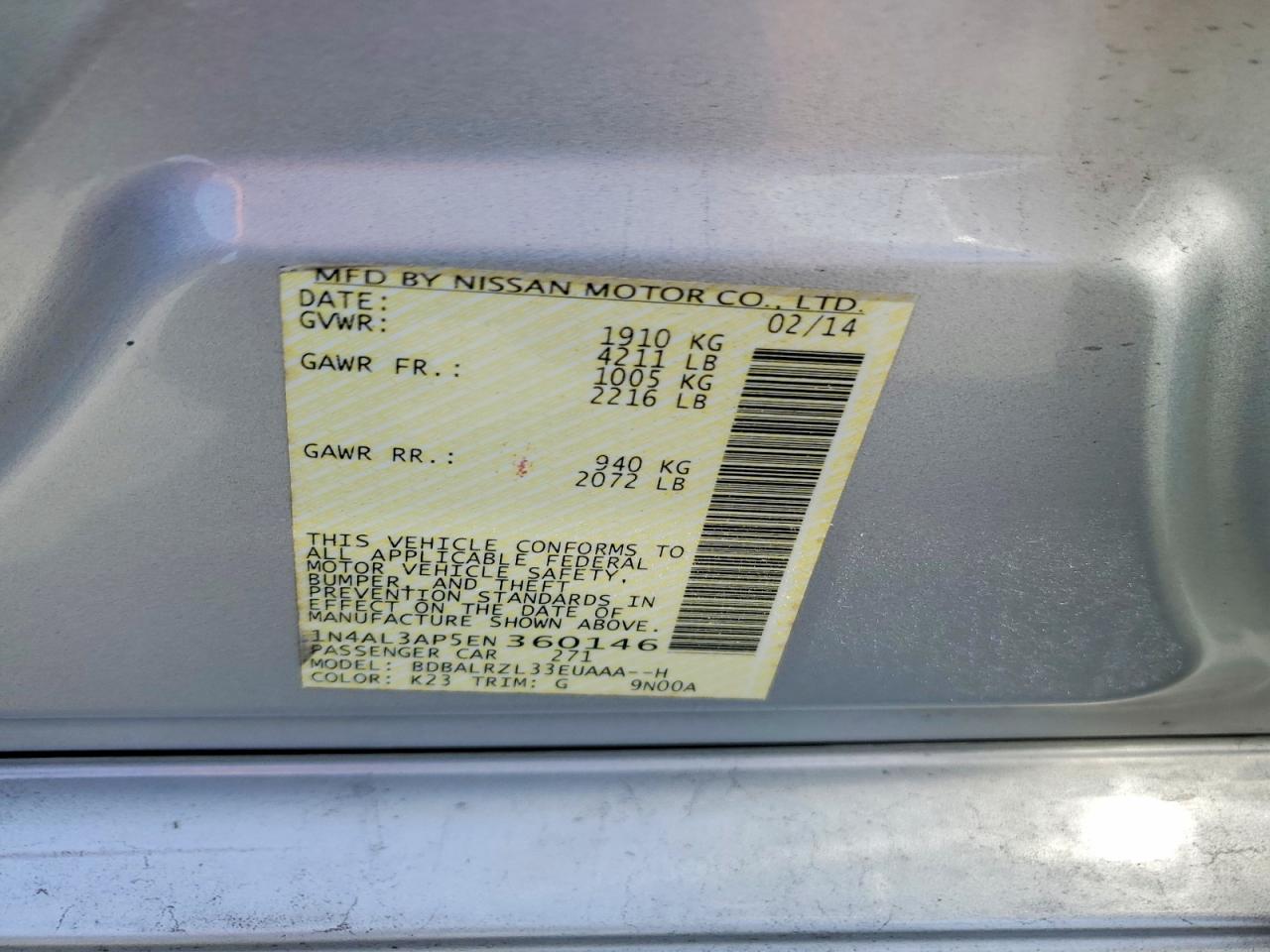 2014 NISSAN ALTIMA