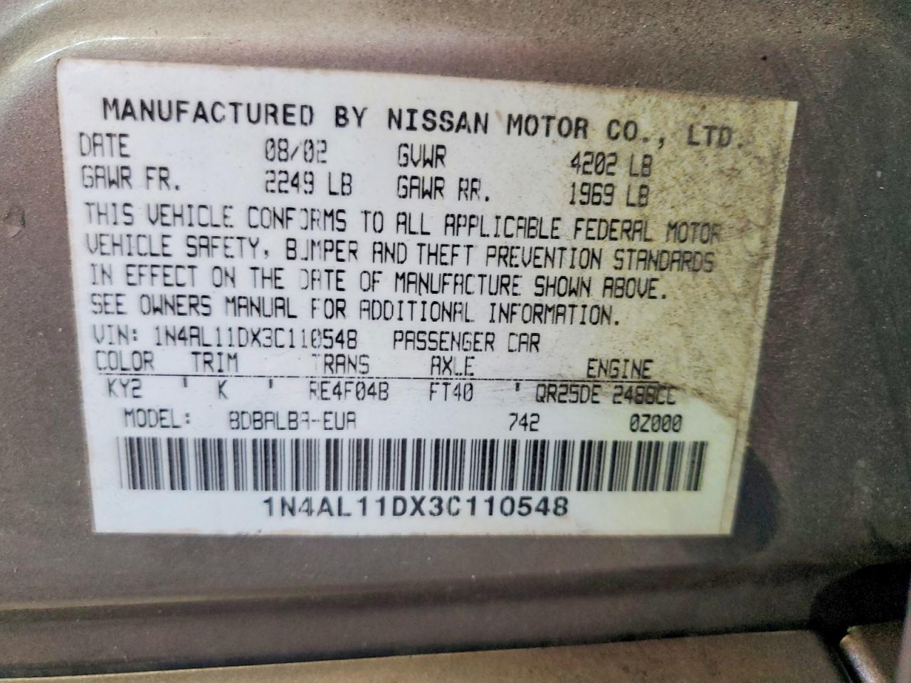 2003 NISSAN ALTIMA