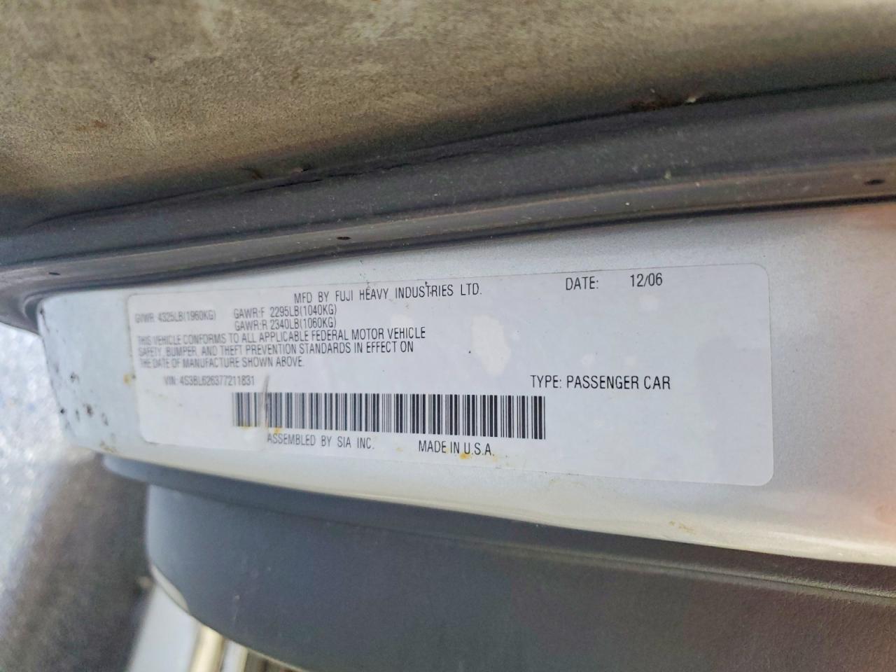 2007 SUBARU LEGACY