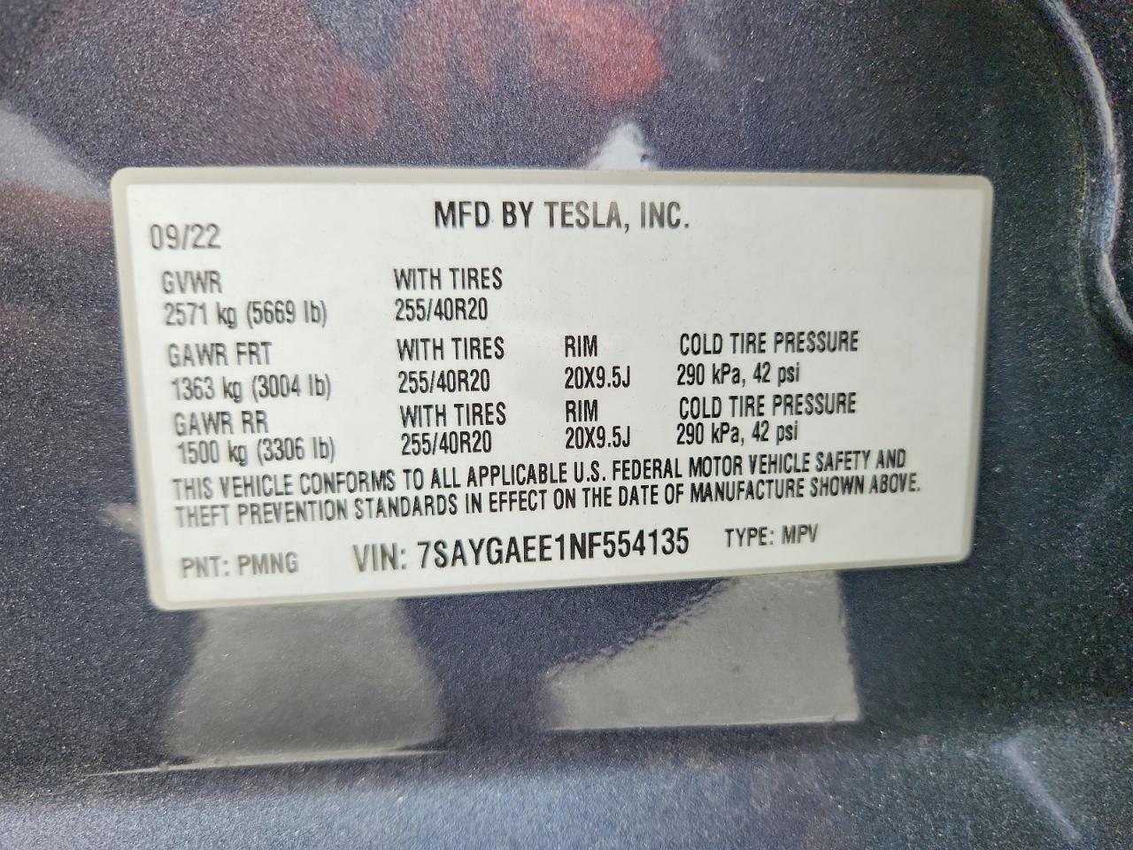 2022 TESLA MODEL Y