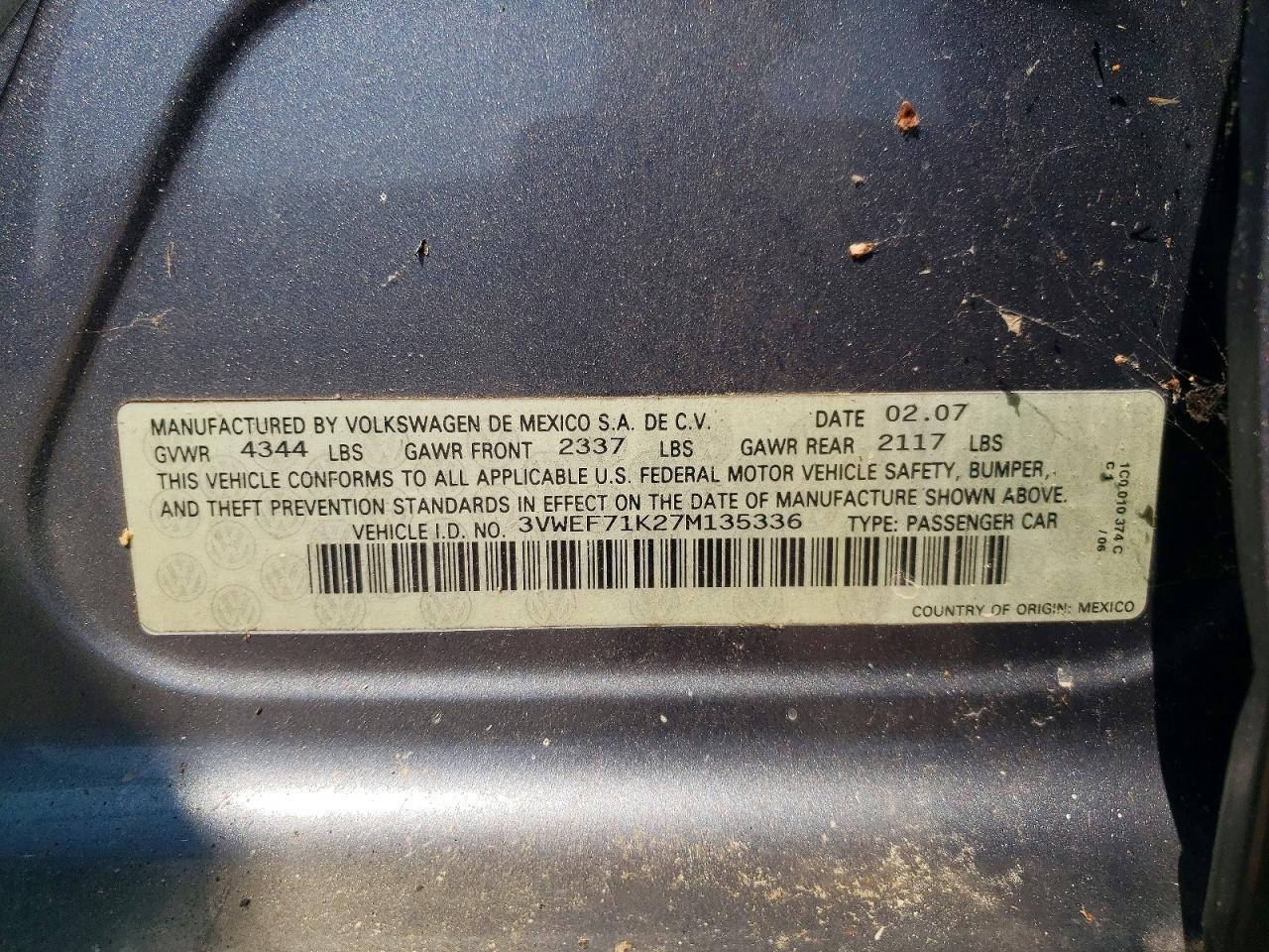 2007 VOLKSWAGEN JETTA