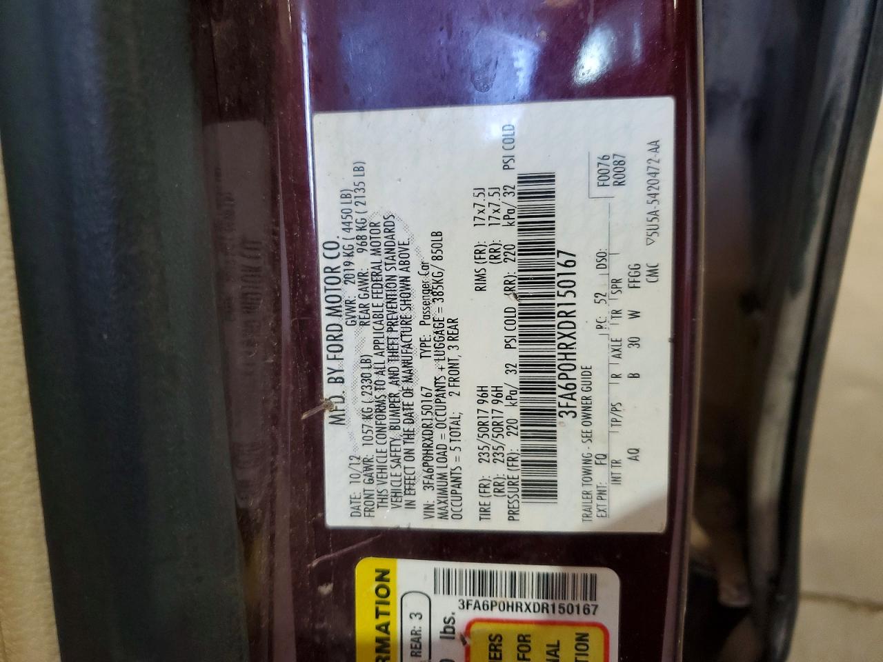 2013 FORD FUSION