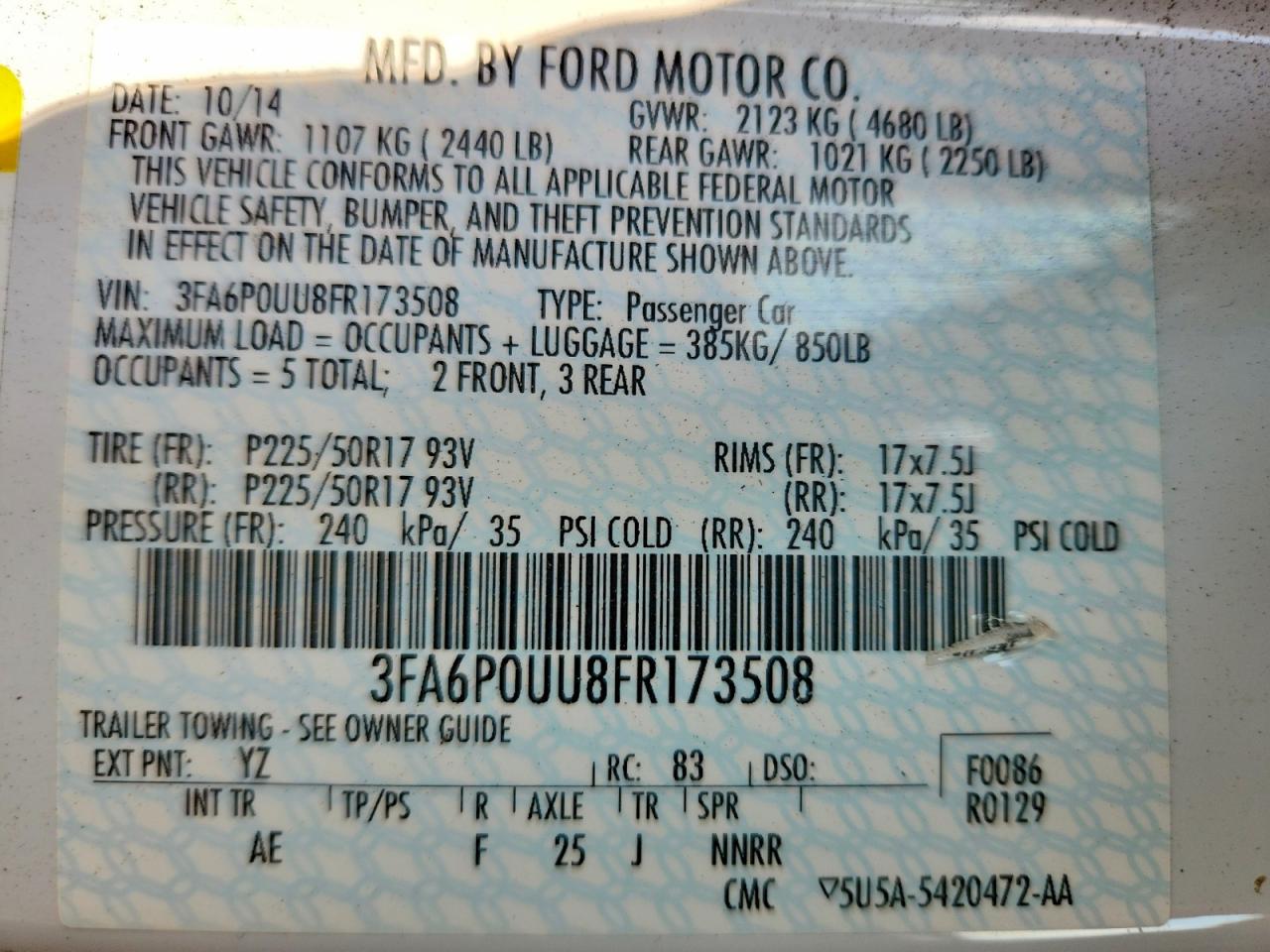 2015 FORD ALL Models