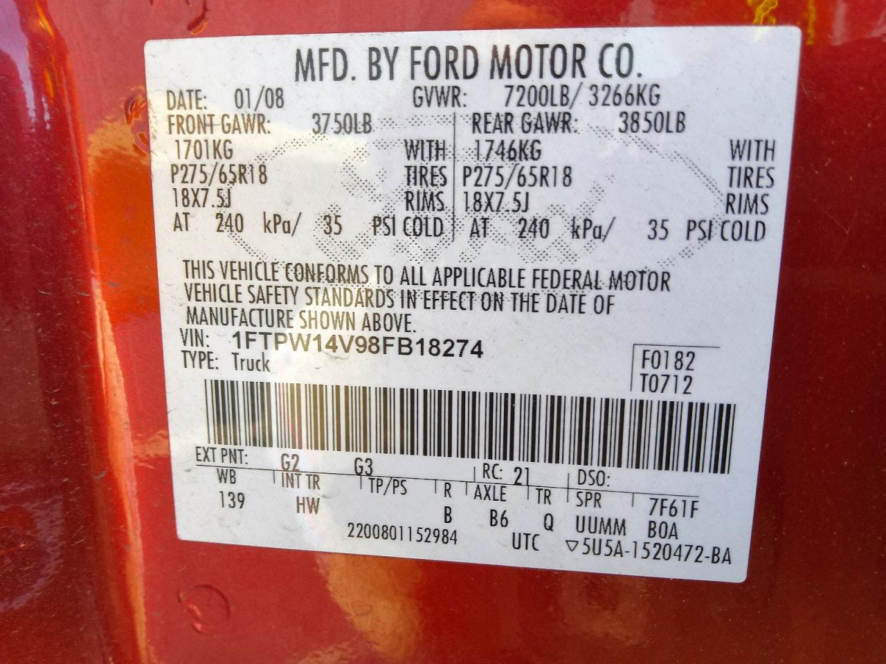 2008 FORD F150