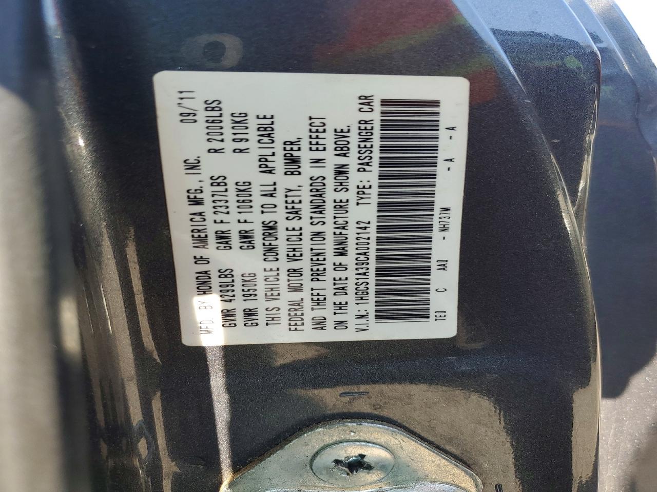 2012 HONDA ACCORD