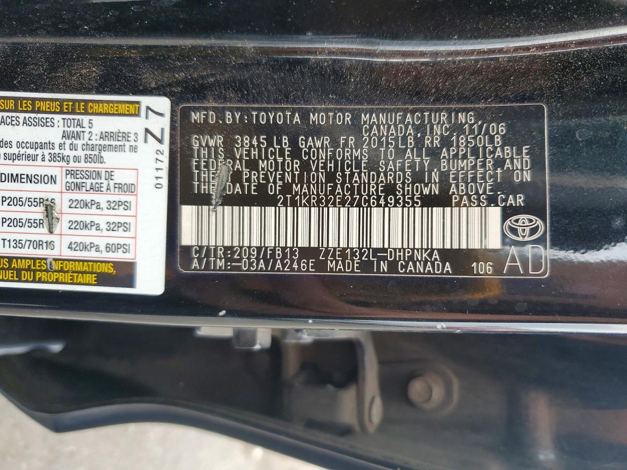 2007 TOYOTA COROLLA