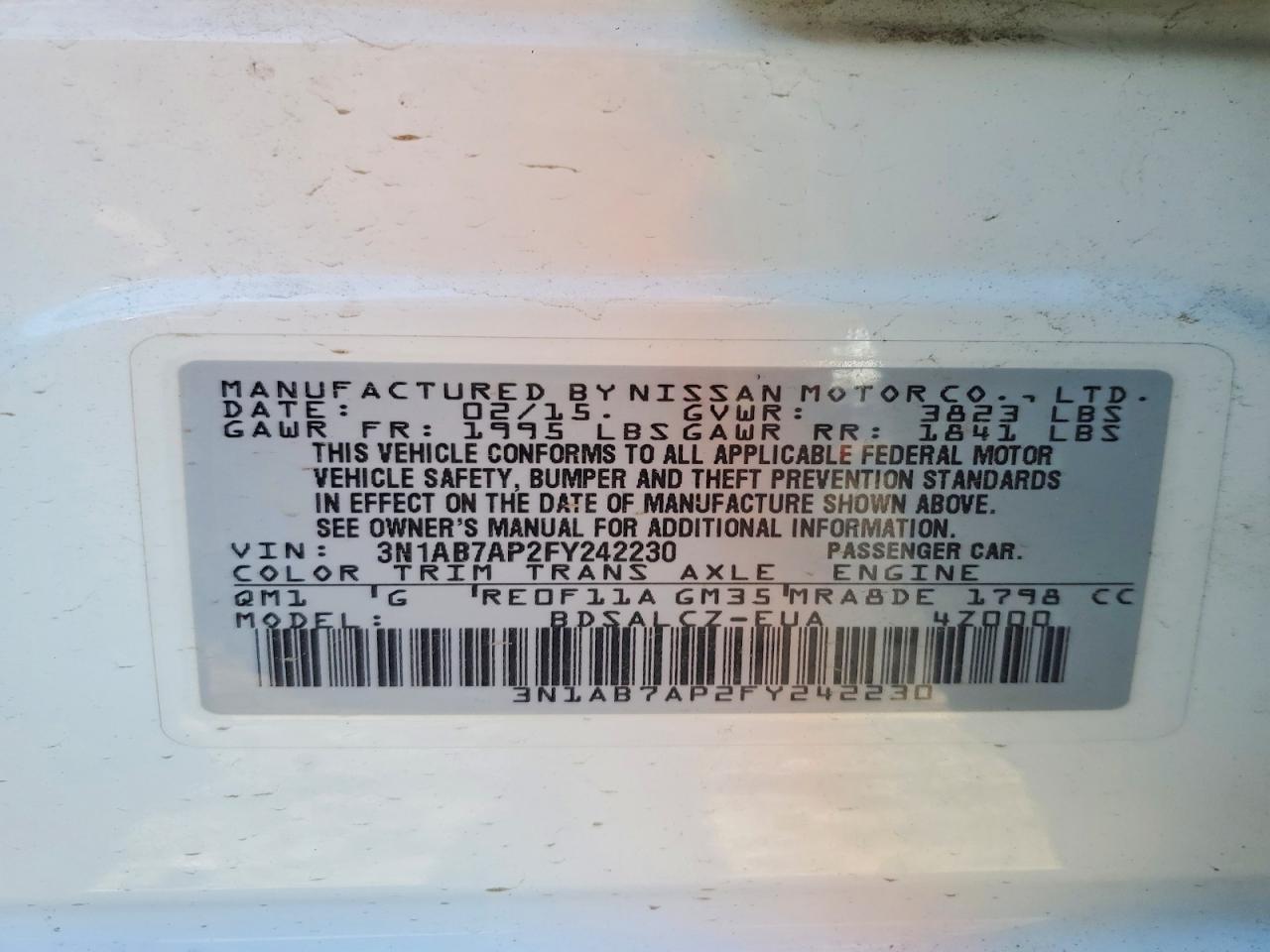 2015 NISSAN SENTRA