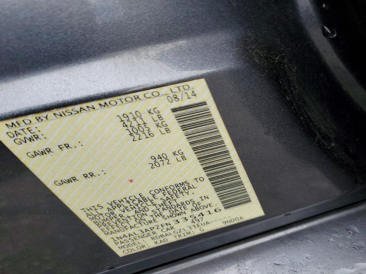 2015 NISSAN ALTIMA