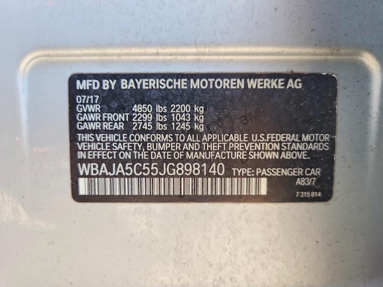 2018 BMW 5 SERIES