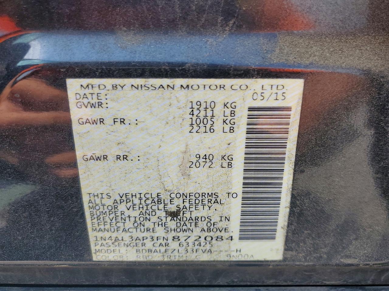 2015 NISSAN ALTIMA