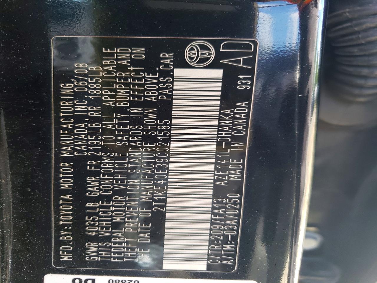 2009 TOYOTA COROLLA