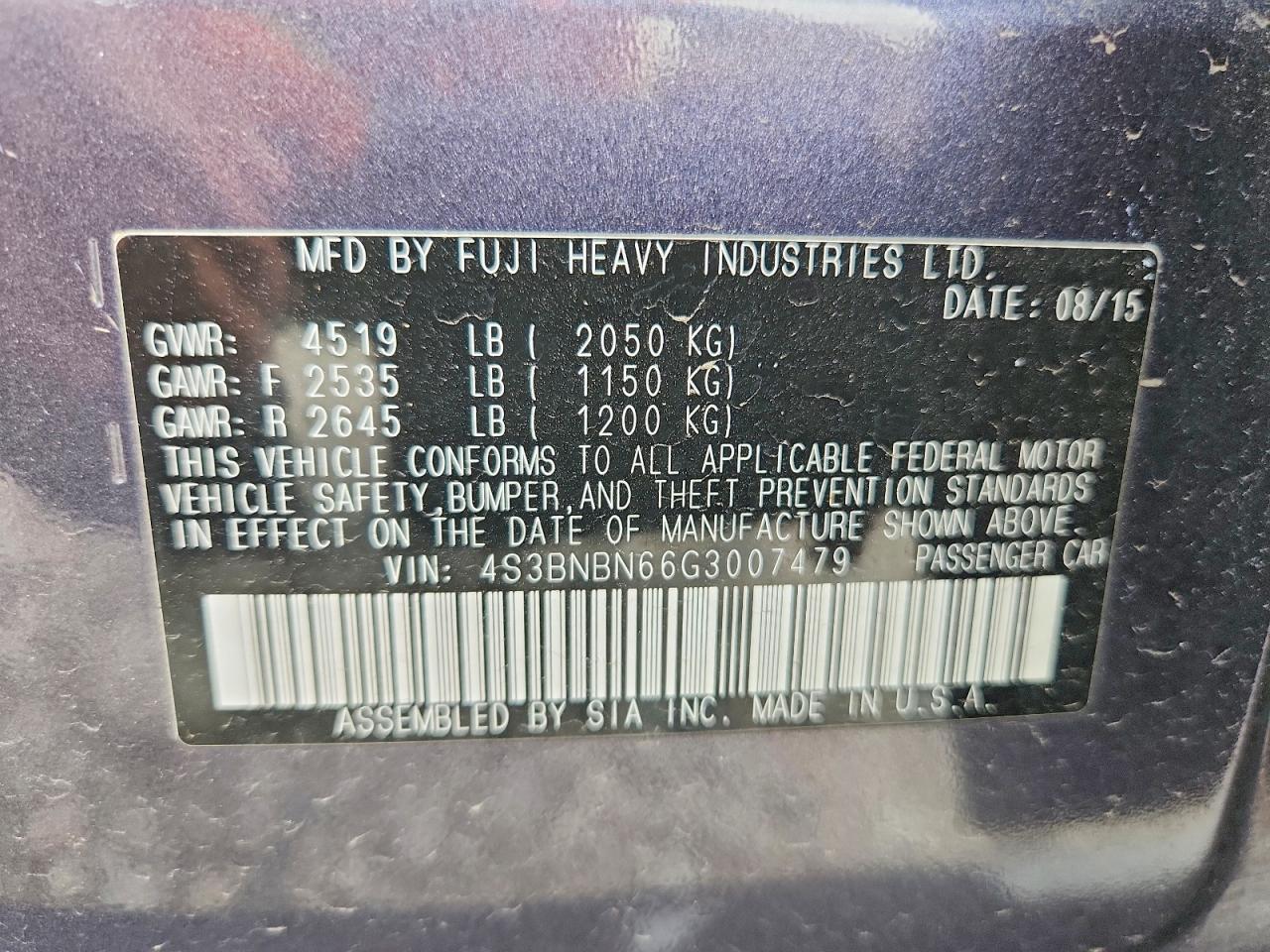 2016 SUBARU LEGACY