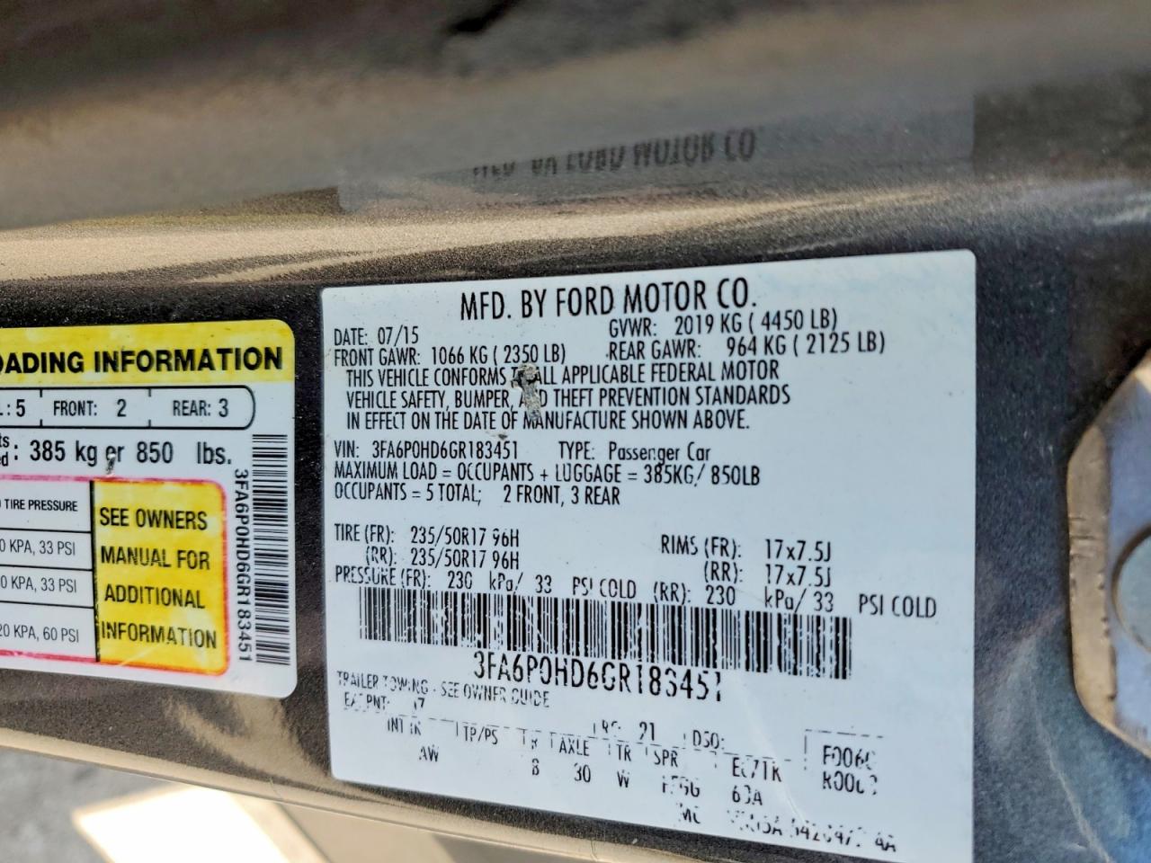 2016 FORD FUSION