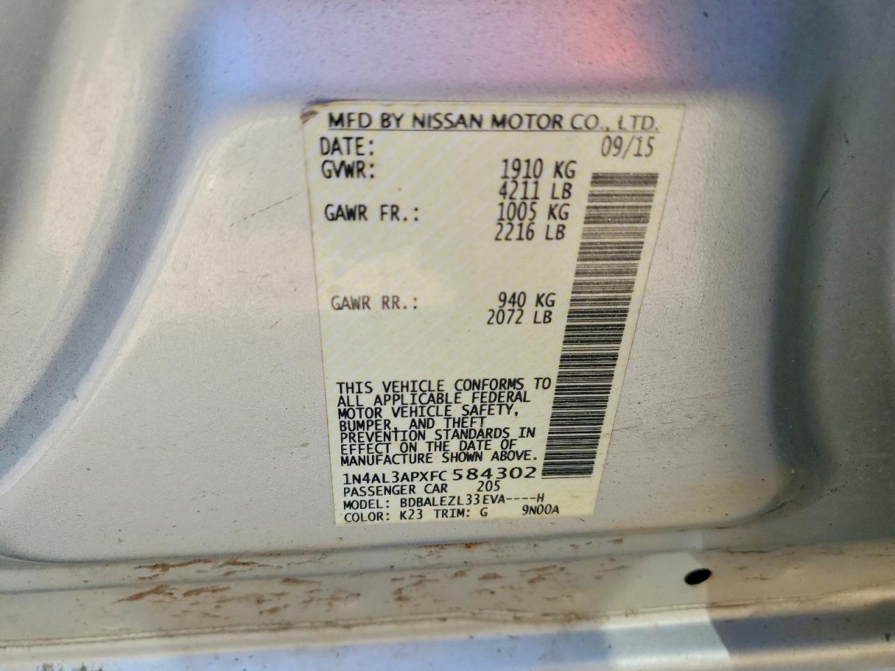 2015 NISSAN ALTIMA
