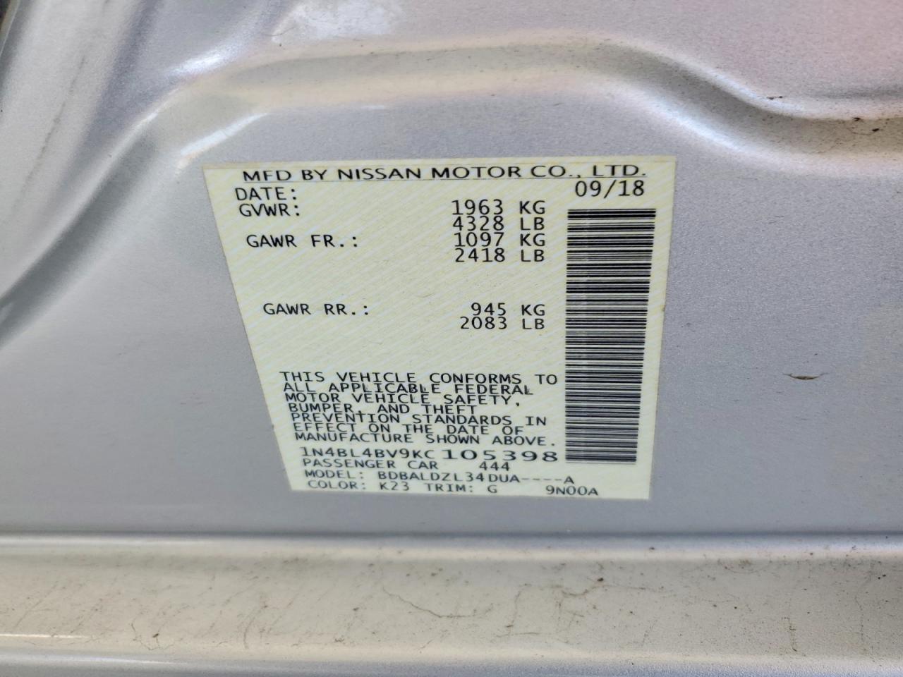 2019 NISSAN ALTIMA