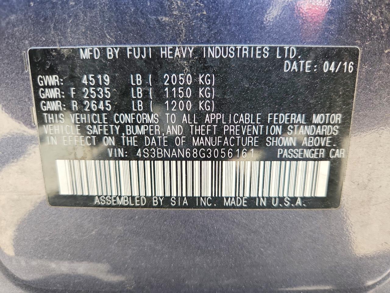 2016 SUBARU LEGACY