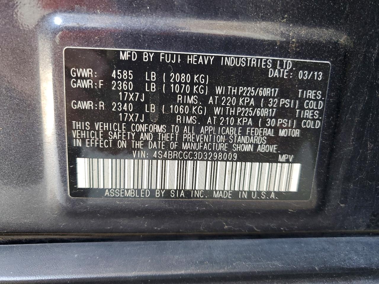 2013 SUBARU OUTBACK