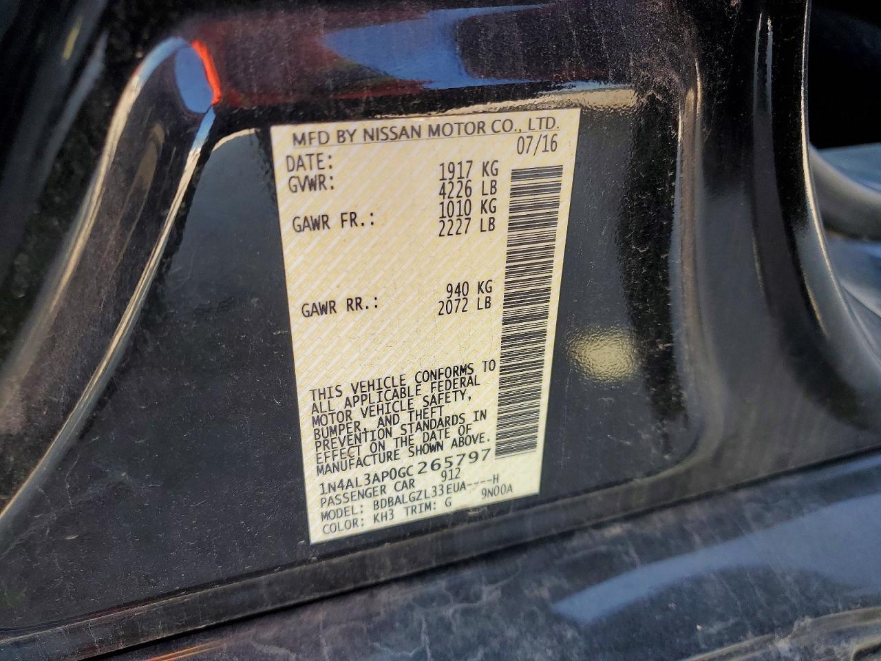 2016 NISSAN ALTIMA