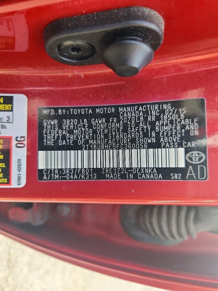 2015 TOYOTA COROLLA