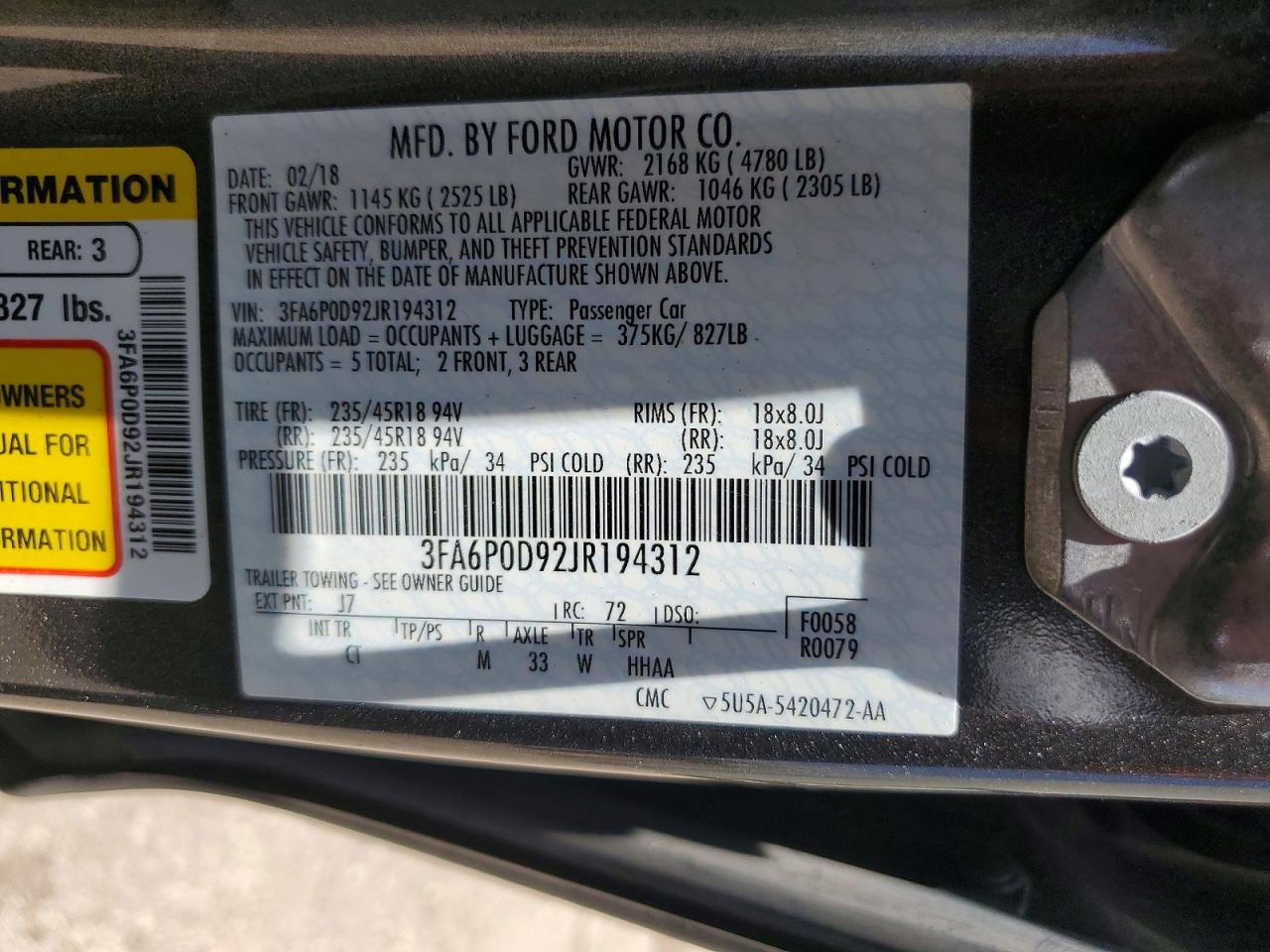 2018 FORD FUSION