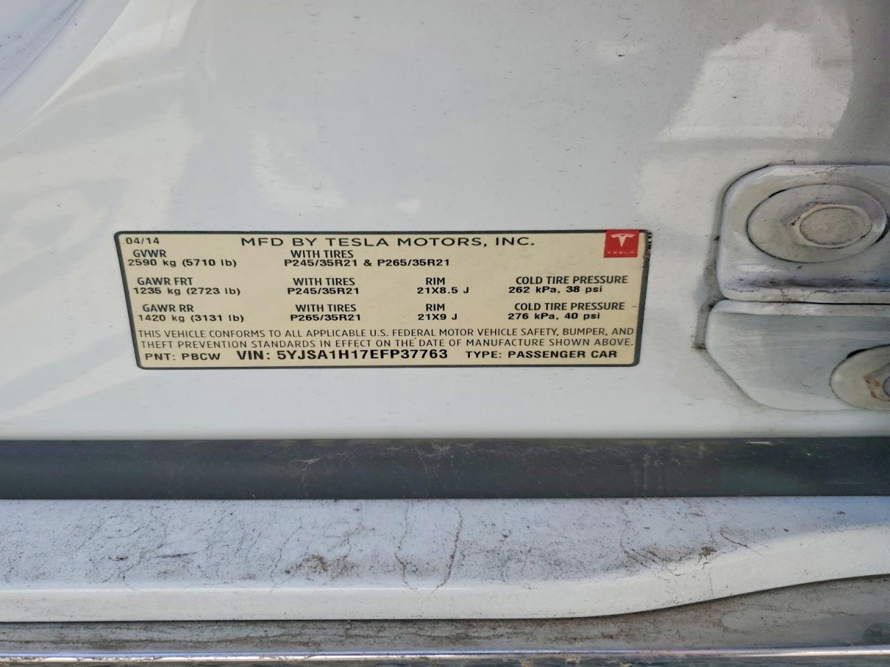 2014 TESLA MODEL S