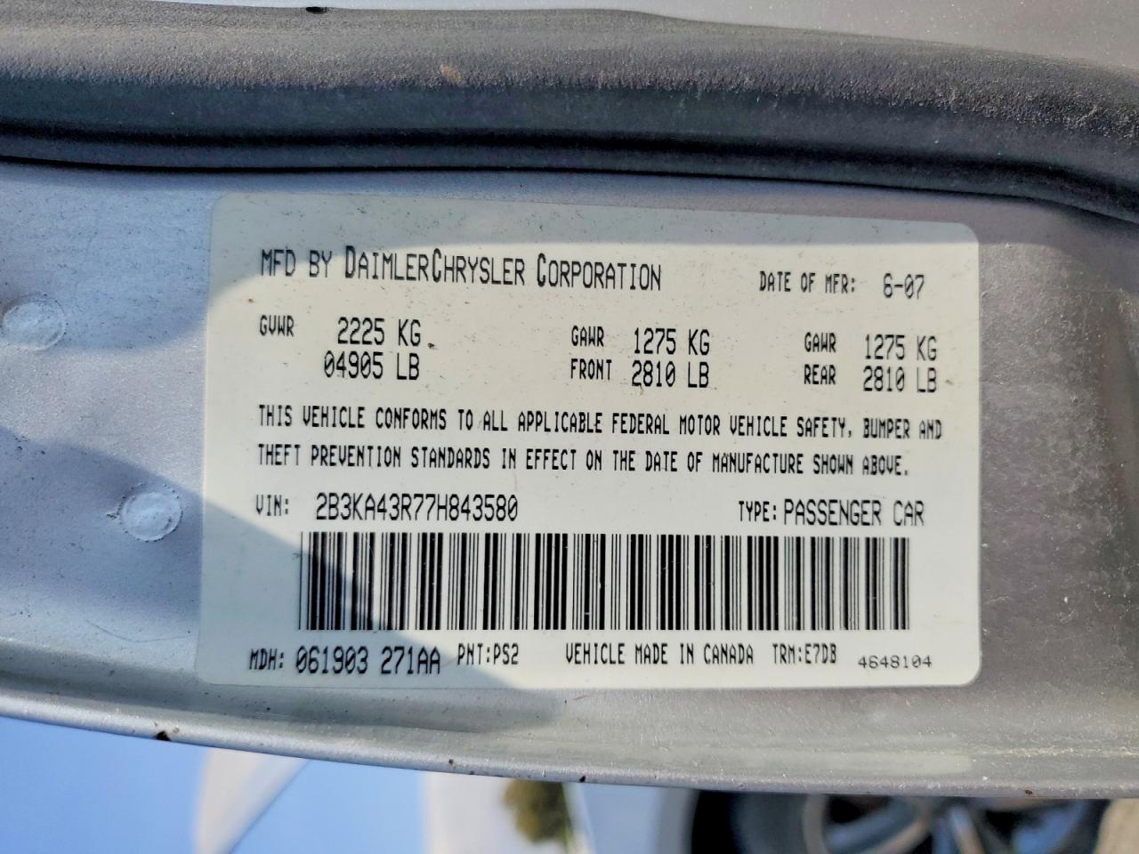 2007 DODGE CHARGER