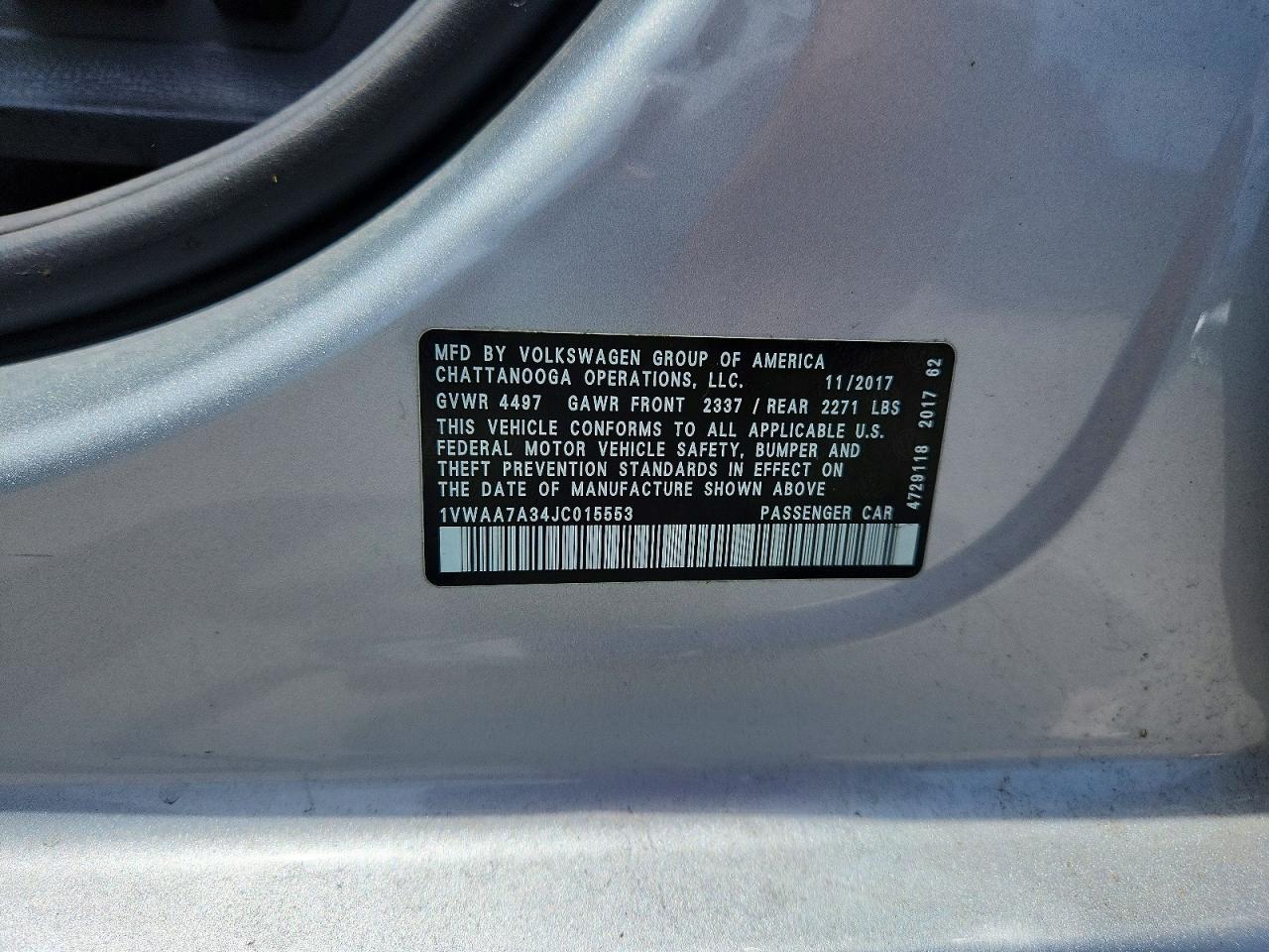 2018 VOLKSWAGEN PASSAT