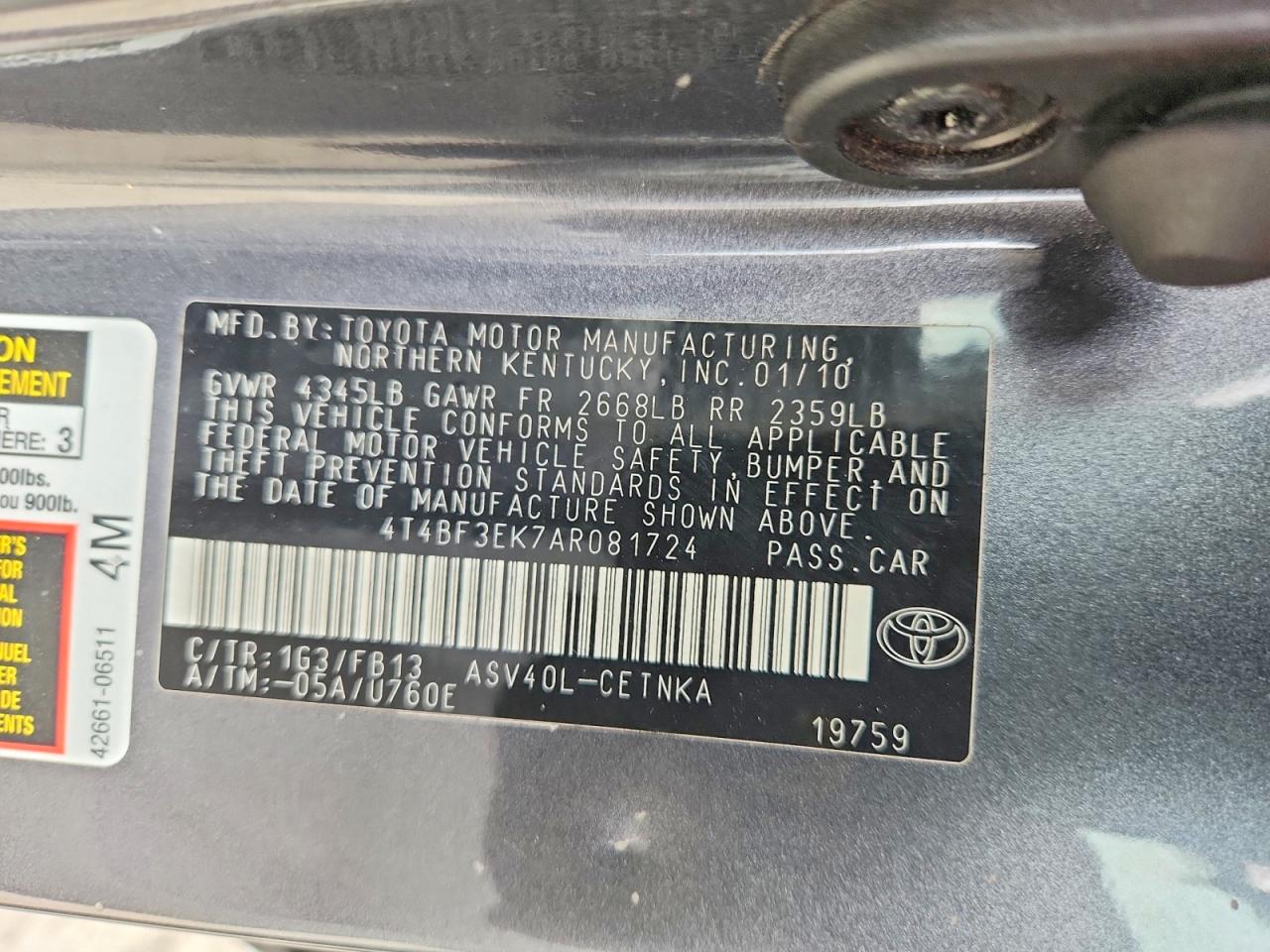 2010 TOYOTA CAMRY