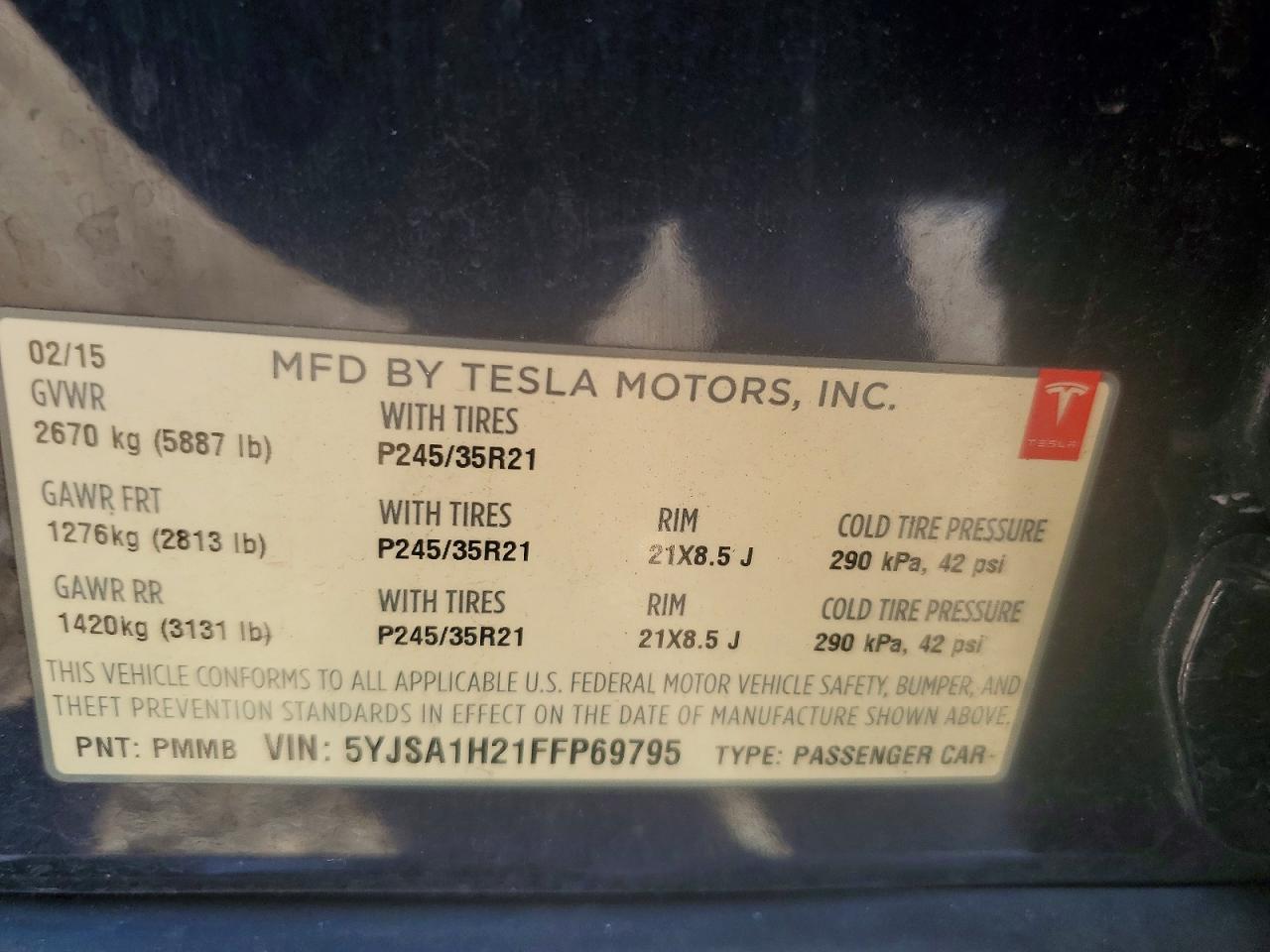 2015 TESLA MODEL S