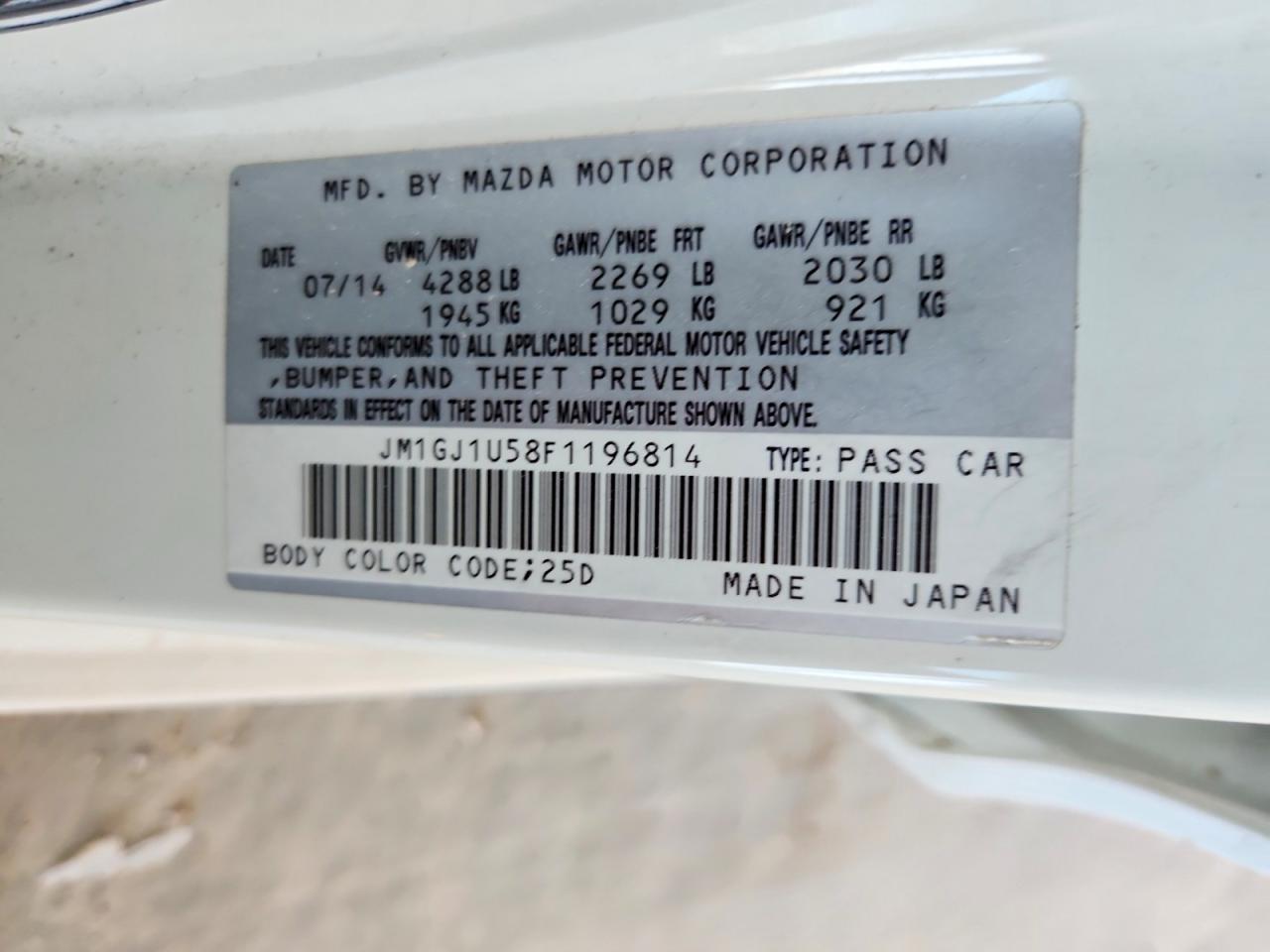 2015 MAZDA 6
