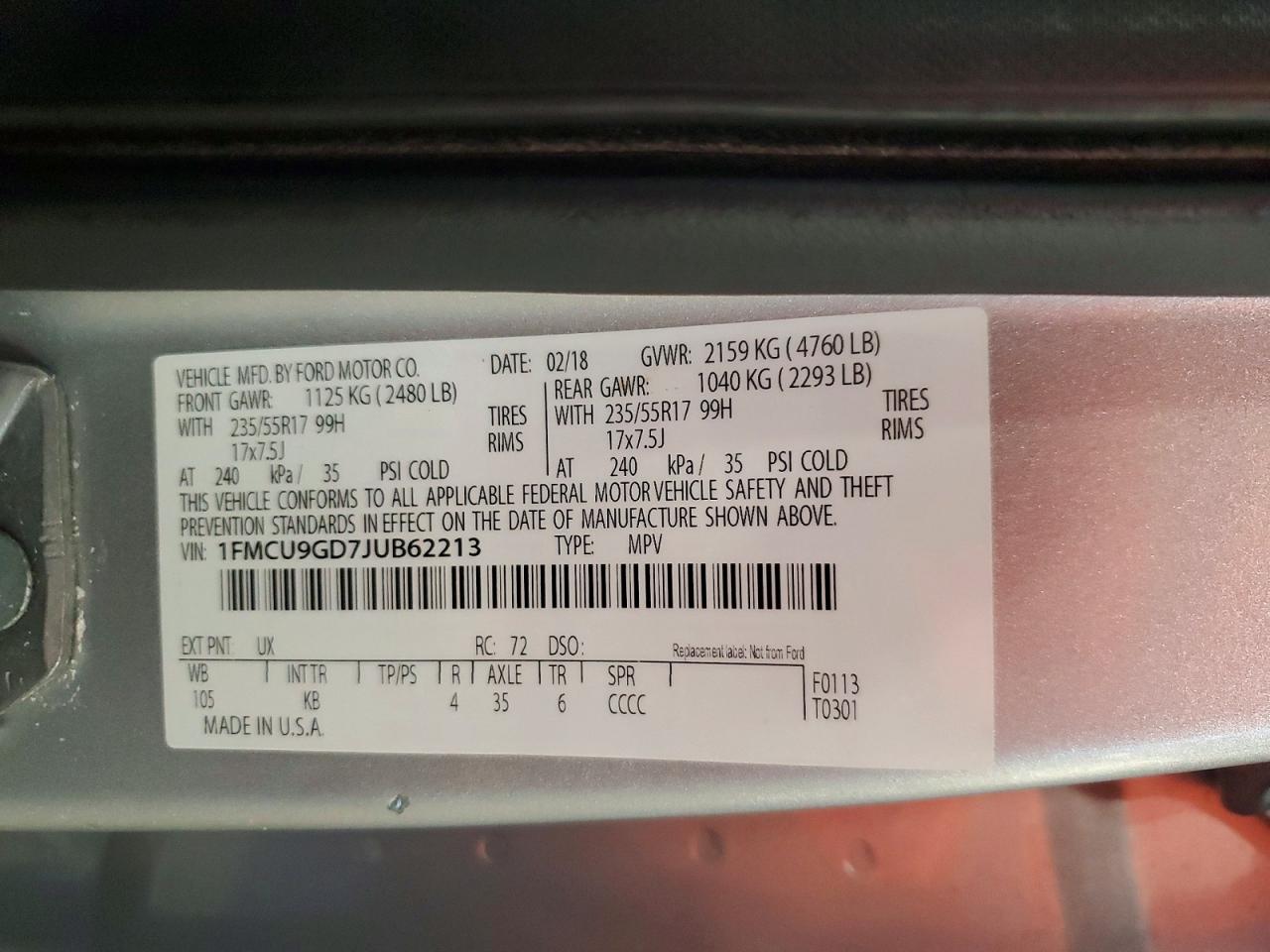 2018 FORD ESCAPE