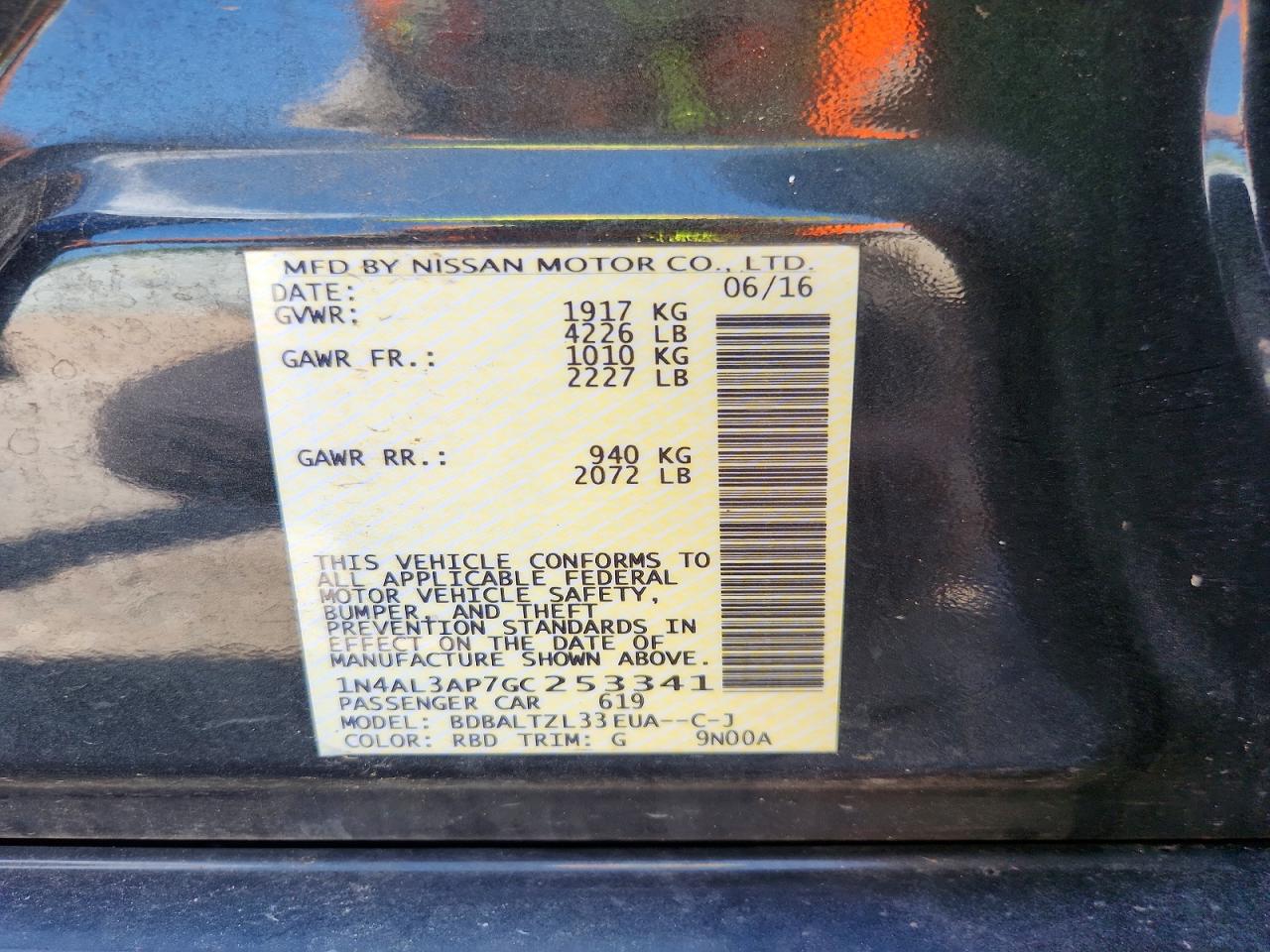 2016 NISSAN ALTIMA
