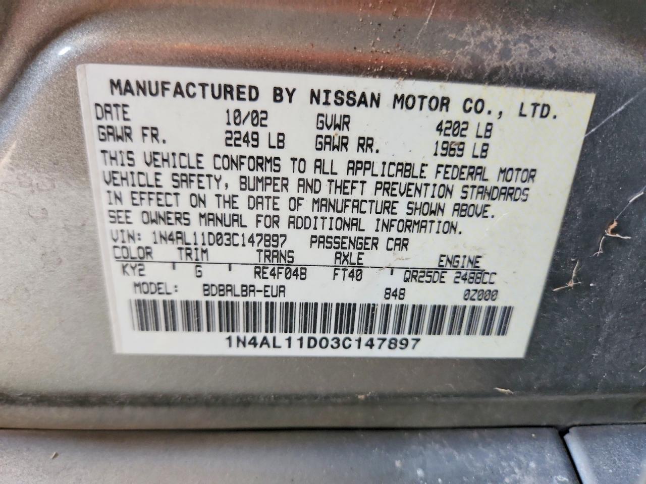 2003 NISSAN ALTIMA