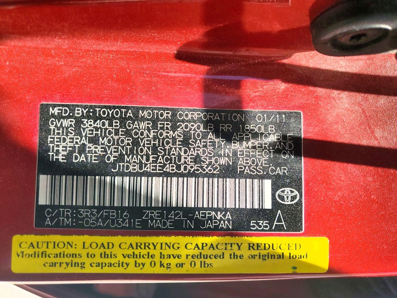 2011 TOYOTA COROLLA