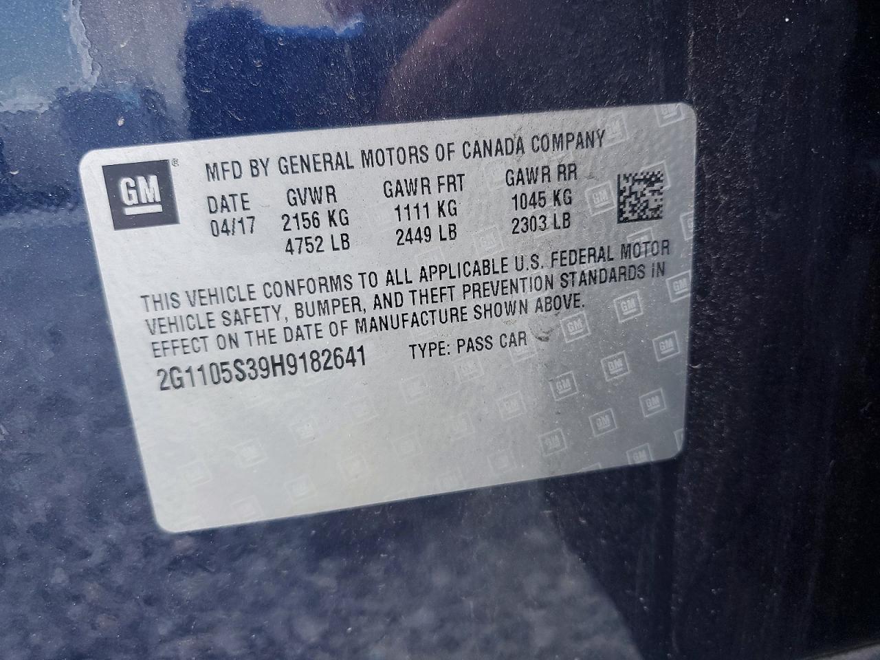 2017 CHEVROLET IMPALA