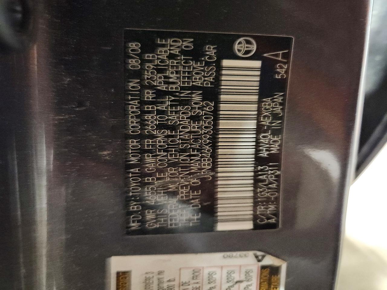 2009 TOYOTA CAMRY