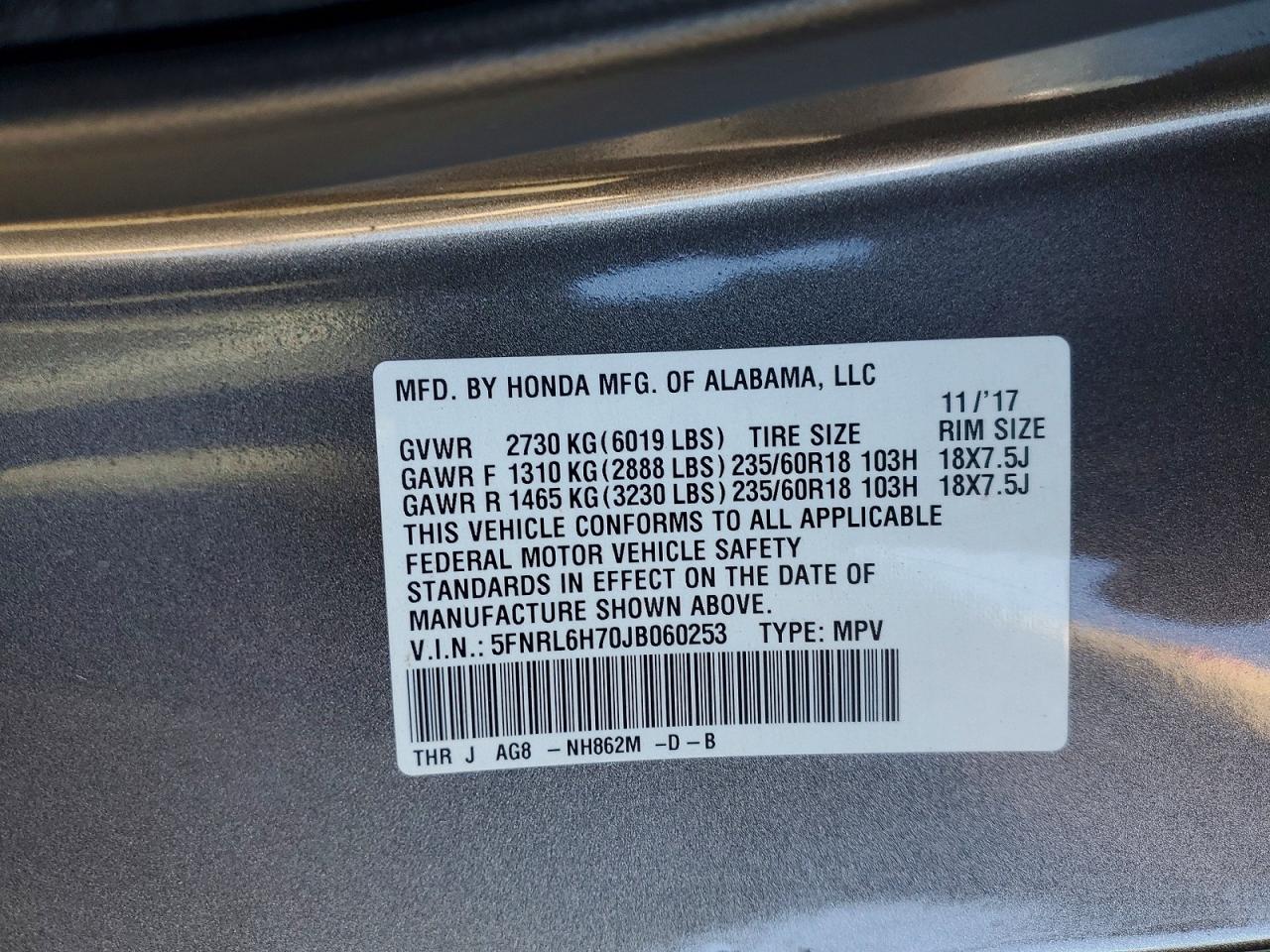 2018 HONDA ODYSSEY