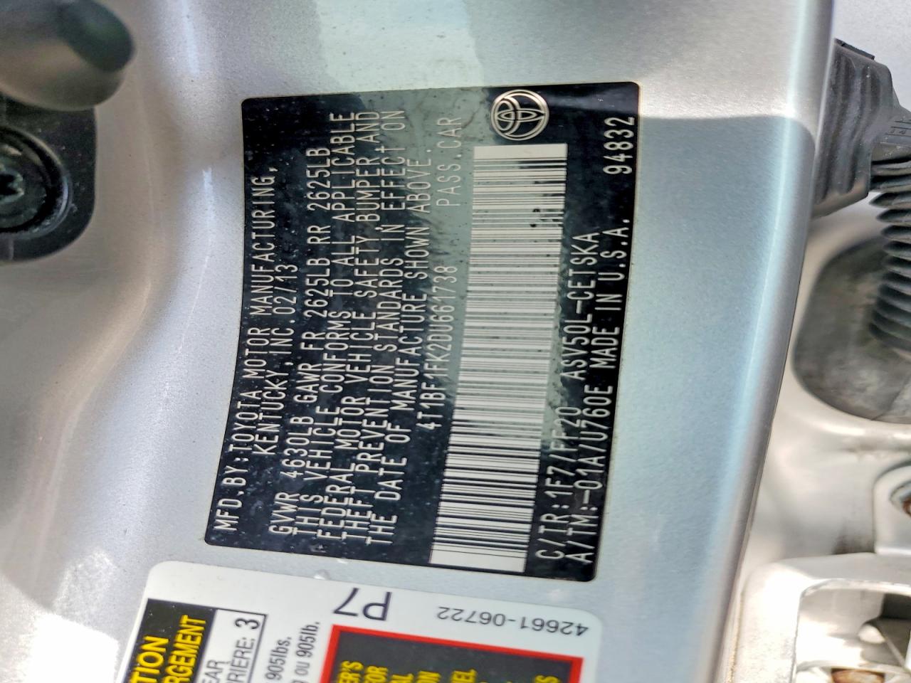 2013 TOYOTA CAMRY