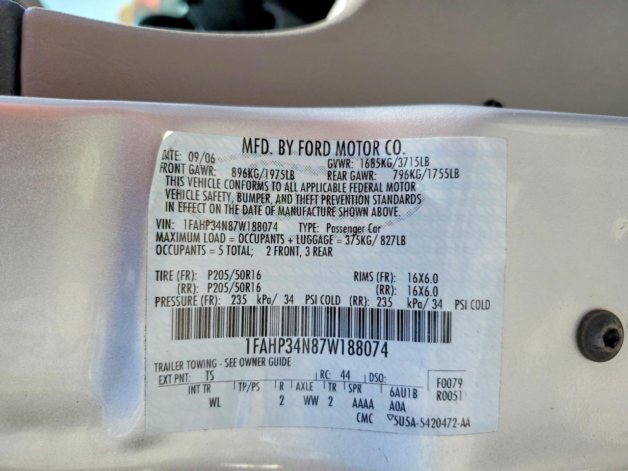 2007 FORD FOCUS